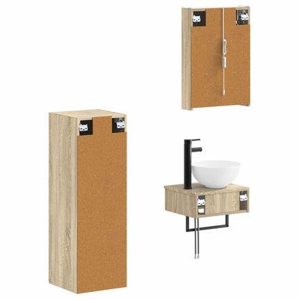 Badrumsskåpsset 4 pcs Sonoma-ek 43 x 11,5 x 60,5 cm
