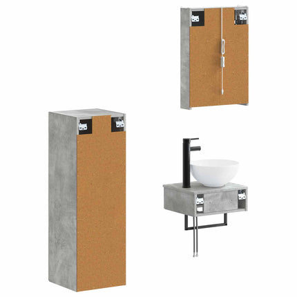 Badrumsskåpsset 4 pcs Betonggrå 43 x 11,5 x 60,5 cm