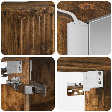 Badrumsskåpsset 4 pcs Rökt ek 43 x 11,5 x 60,5 cm