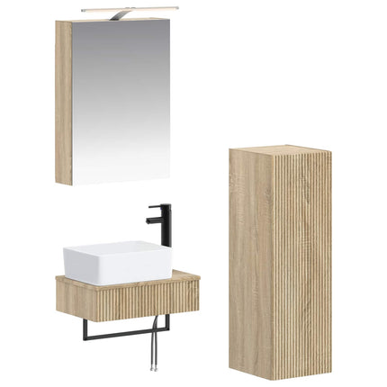 Badrumsskåpsset 4 pcs Sonoma-ek 50 x 14,5 x 70 cm