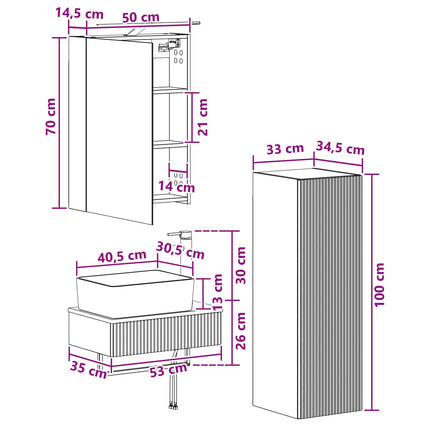 Badrumsskåpsset 4 pcs Grå Sonoma 50 x 14,5 x 70 cm
