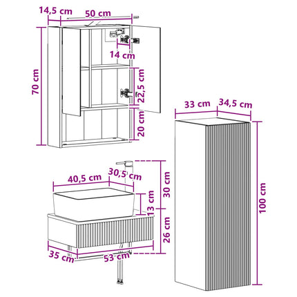 Badrumsskåpsset 4 pcs Betonggrå 50 x 14,5 x 70 cm