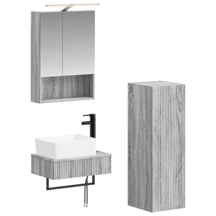 Badrumsskåpsset 4 pcs Grå Sonoma 50 x 14,5 x 70 cm