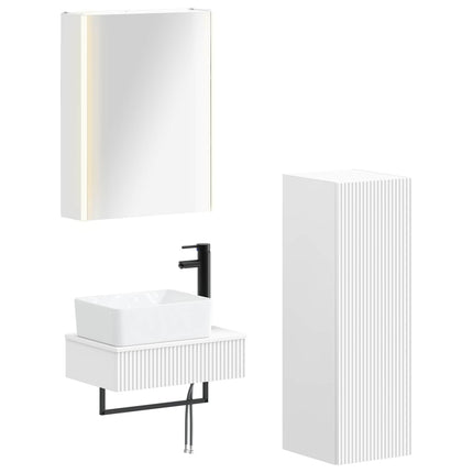 Badrumsmöbelset 4 pcs Vit Konstruerat trä och glas