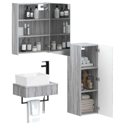 Badrumsmöbelset 4 pcs Grå Sonoma Konstruerat trä och glas