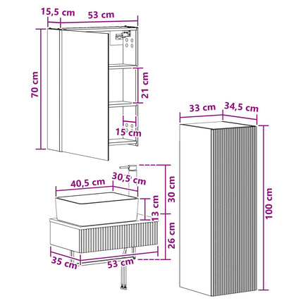 Badrumsmöbelset 4 pcs Gammalt trä Konstruerat trä och glas