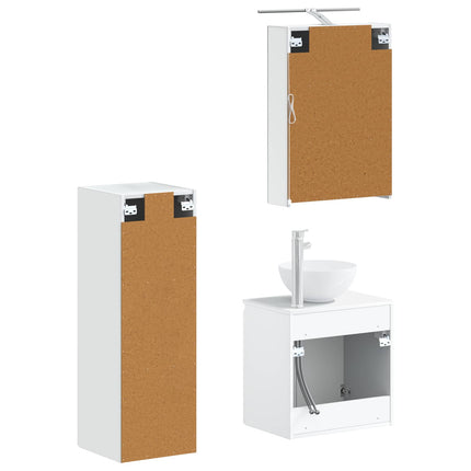 Badrumsmöbelset 4 pcs Vit Konstruerat trä och glas