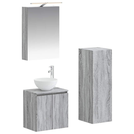 Badrumsmöbelset 4 pcs Grå Sonoma Konstruerat trä och glas
