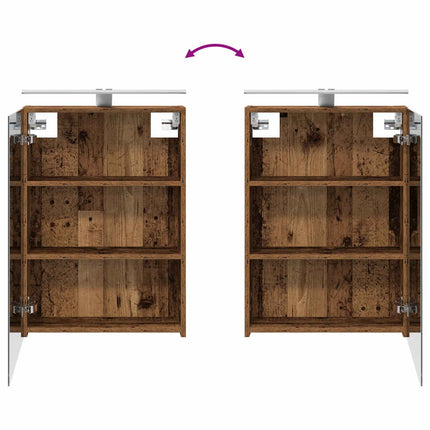Badrumsmöbelset 4 pcs Gammalt trä Konstruerat trä och glas