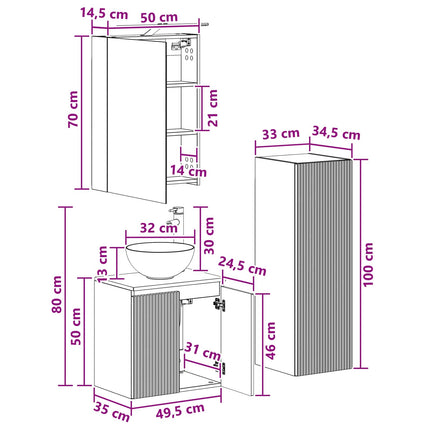 Badrumsmöbelset 4 pcs Artisan-ek Konstruerat trä och glas