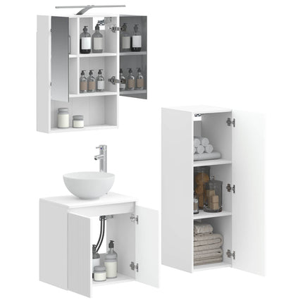 Badrumsmöbelset 4 pcs Vit Konstruerat trä och glas