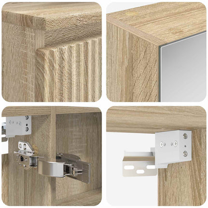 Badrumsmöbelset 4 pcs Sonoma-ek Konstruerat trä och glas