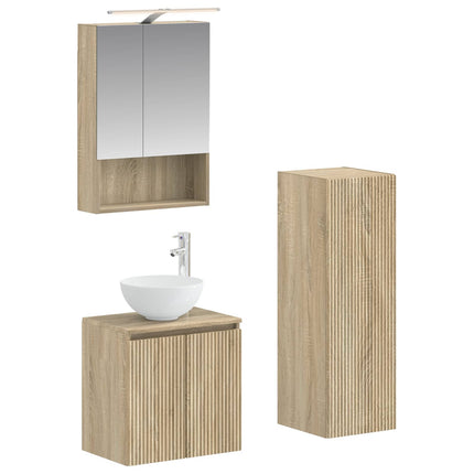 Badrumsmöbelset 4 pcs Sonoma-ek Konstruerat trä och glas