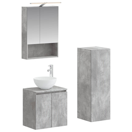 Badrumsmöbelset 4 pcs Betonggrå Konstruerat trä och glas