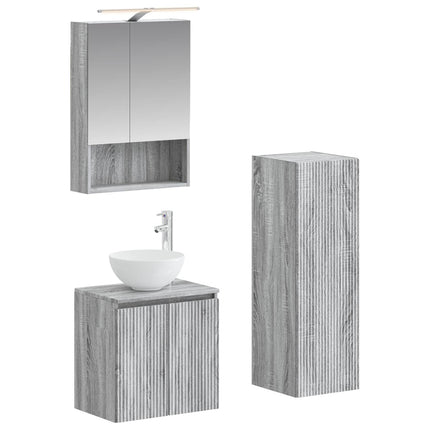 Badrumsmöbelset 4 pcs Grå Sonoma Konstruerat trä och glas