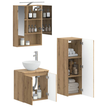 Badrumsmöbelset 4 pcs Artisan-ek Konstruerat trä och glas