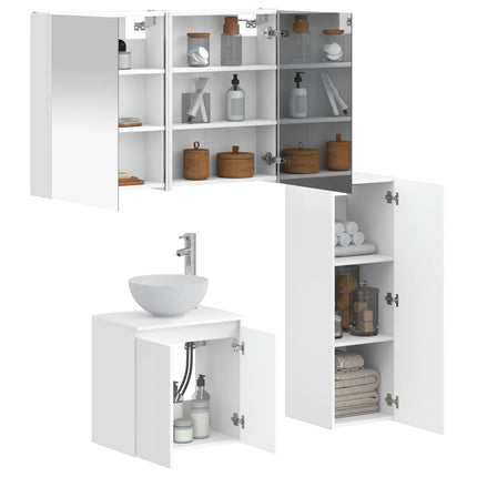 Badrumsmöbelset 4 pcs Vit Konstruerat trä och glas