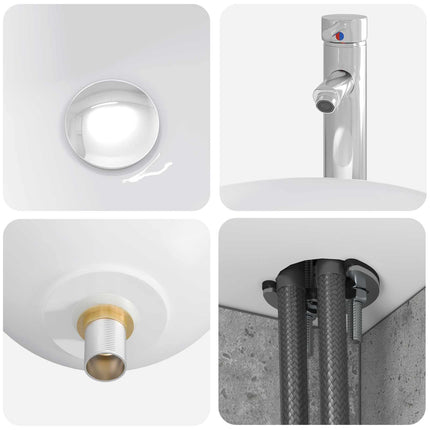 Badrumsmöbelset 4 pcs Betonggrå Konstruerat trä och glas
