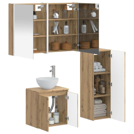 Badrumsmöbelset 4 pcs Artisan-ek Konstruerat trä och glas