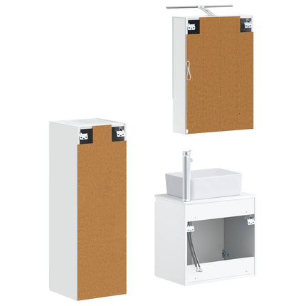 Badrumsmöbelset 4 pcs Vit Konstruerat trä och glas
