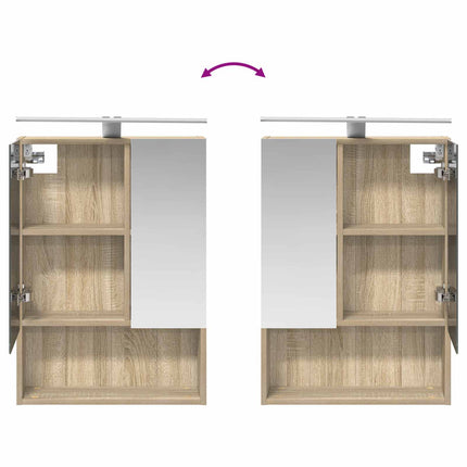 Badrumsmöbelset 4 pcs Sonoma-ek Konstruerat trä och glas