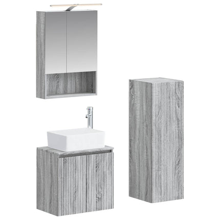 Badrumsmöbelset 4 pcs Grå Sonoma Konstruerat trä och glas