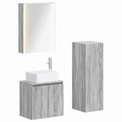 Badrumsmöbelset 4 pcs Grå Sonoma Konstruerat trä och glas
