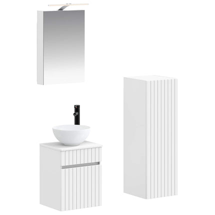 Badrumsmöbelset 4 pcs Vit Konstruerat trä och glas