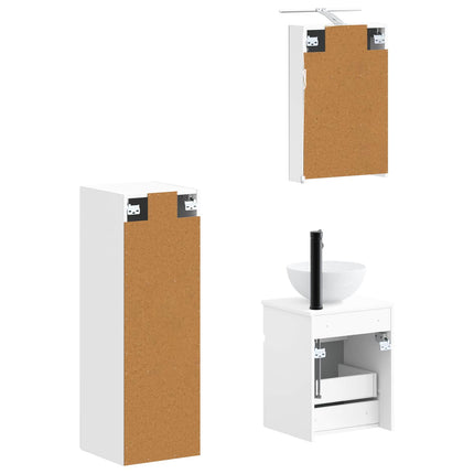 Badrumsmöbelset 4 pcs Vit Konstruerat trä och glas