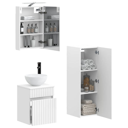 Badrumsmöbelset 4 pcs Vit Konstruerat trä och glas