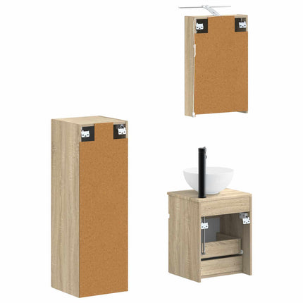 Badrumsmöbelset 4 pcs Sonoma-ek Konstruerat trä och glas