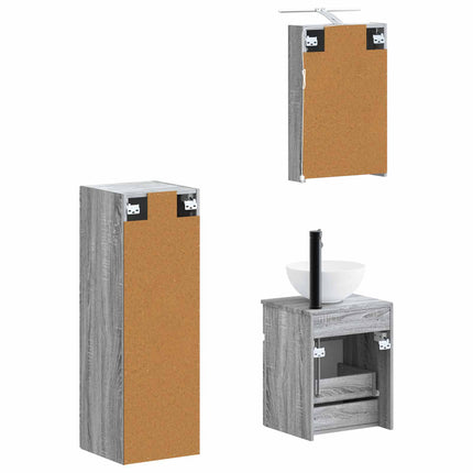 Badrumsmöbelset 4 pcs Grå Sonoma Konstruerat trä och glas