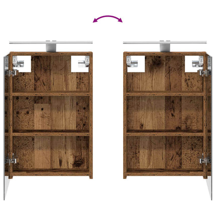Badrumsmöbelset 4 pcs Gammalt trä Konstruerat trä och glas