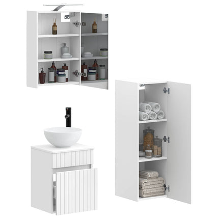Badrumsmöbelset 4 pcs Vit Konstruerat trä och glas