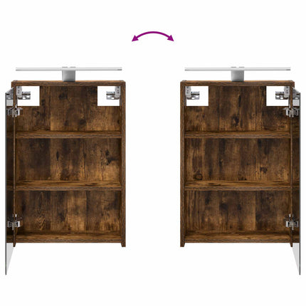 Badrumsmöbelset 4 pcs Rökt ek Konstruerat trä och glas