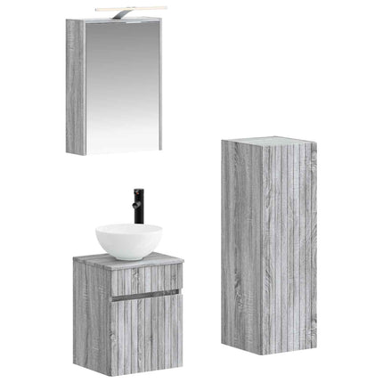 Badrumsmöbelset 4 pcs Grå Sonoma Konstruerat trä och glas