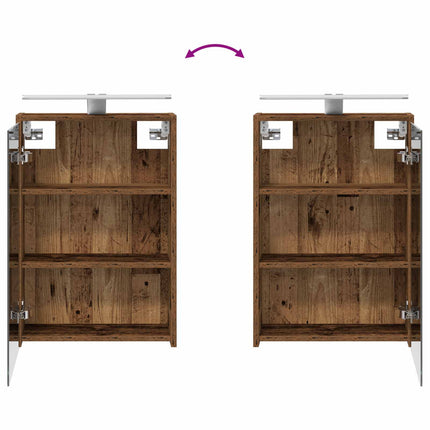 Badrumsmöbelset 4 pcs Gammalt trä Konstruerat trä och glas