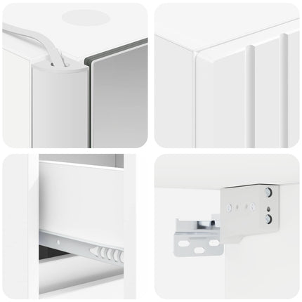 Badrumsmöbelset 4 pcs Vit Konstruerat trä och glas