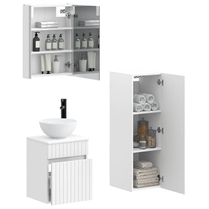 Badrumsmöbelset 4 pcs Vit Konstruerat trä och glas