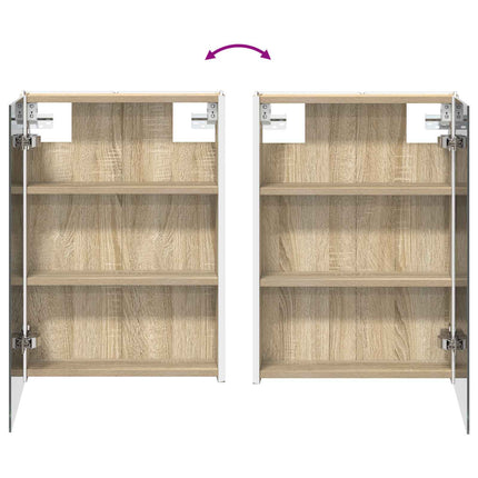 Badrumsmöbelset 4 pcs Sonoma-ek Konstruerat trä och glas