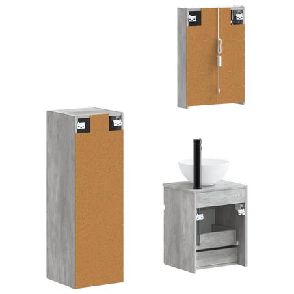 Badrumsmöbelset 4 pcs Betonggrå Konstruerat trä och glas