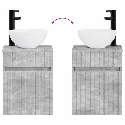 Badrumsmöbelset 4 pcs Betonggrå Konstruerat trä och glas