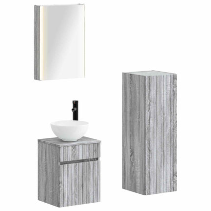 Badrumsmöbelset 4 pcs Grå Sonoma Konstruerat trä och glas