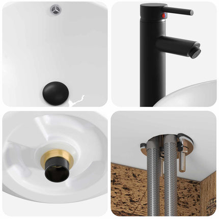 Badrumsmöbelset 4 pcs Gammalt trä Konstruerat trä och glas