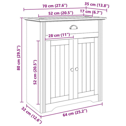 Badrumsskåp BODO Honung brun 70 x 35 x 80 cm Konstruerat trä