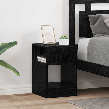Sidobord 2 pcs Svart Ek 30,5 x 30 x 45 cm Konstruerat trä