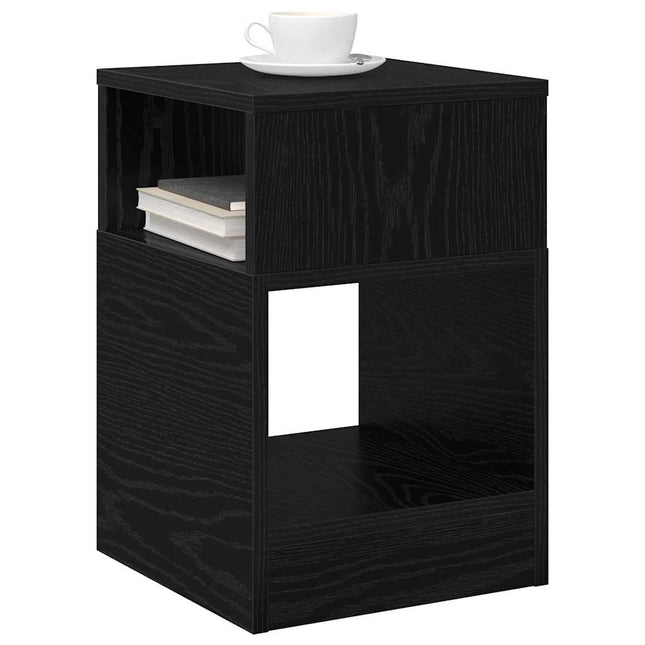 Sidobord 2 st Svart Ek 30,5 x 30 x 45 cm Konstruerat trä