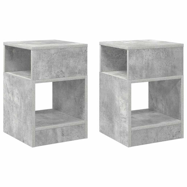 Sidobord 2 st Betonggrå 30,5 x 30 x 45 cm Konstruerat trä