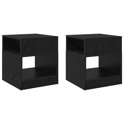 Sidobord 2 pcs Svart Ek 40,5 x 40 x 45 cm Konstruerat trä