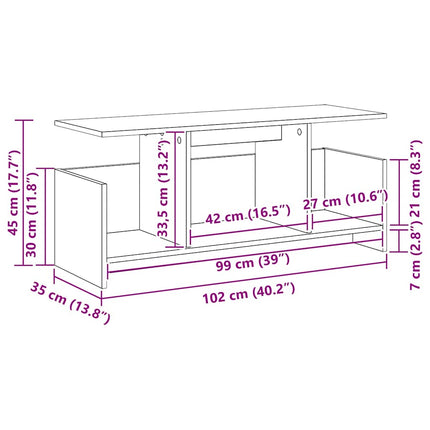 TV-bänk Vit 102 x 35 x 45 cm Konstruerat trä